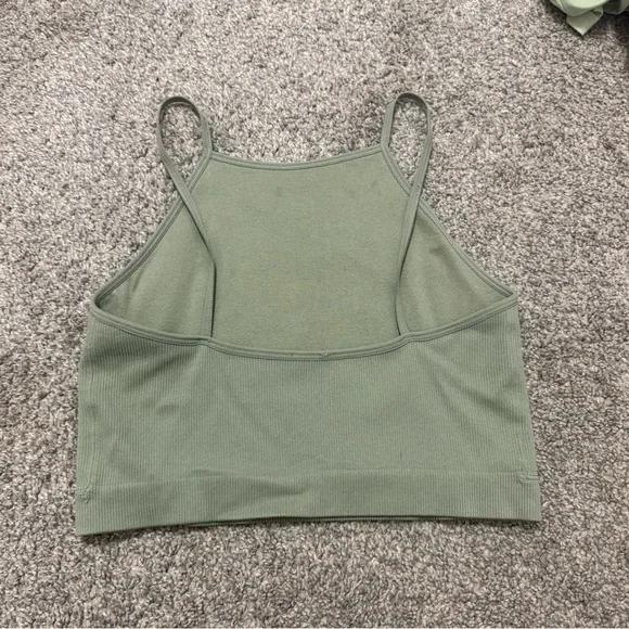 Green Ribbed Crop Top - Picture 2 of 2
